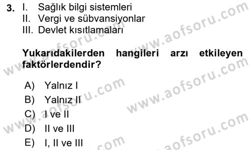 Sağlık Ekonomisi Dersi 2019 - 2020 Yılı (Final) Dönem Sonu Sınav Soruları 3. Soru
