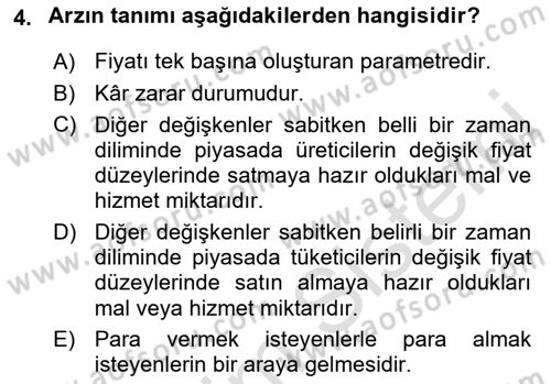 Sağlık Ekonomisi Dersi 2019 - 2020 Yılı (Final) Dönem Sonu Sınav Soruları 4. Soru