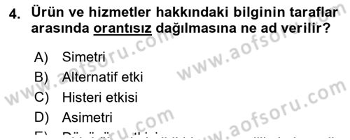 Sağlık Ekonomisi Dersi 2019 - 2020 Yılı Yaz Okulu Sınav Soruları 4. Soru