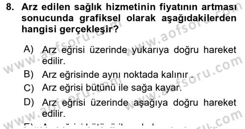 Sağlık Ekonomisi Dersi 2019 - 2020 Yılı Yaz Okulu Sınav Soruları 8. Soru
