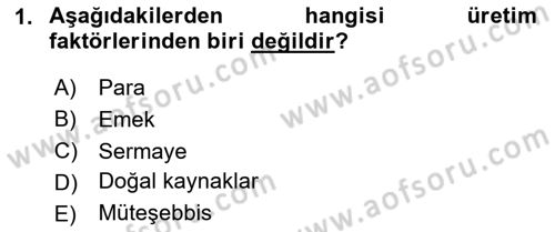 Sağlık Ekonomisi Dersi 2020 - 2021 Yılı Yaz Okulu Sınav Soruları 1. Soru