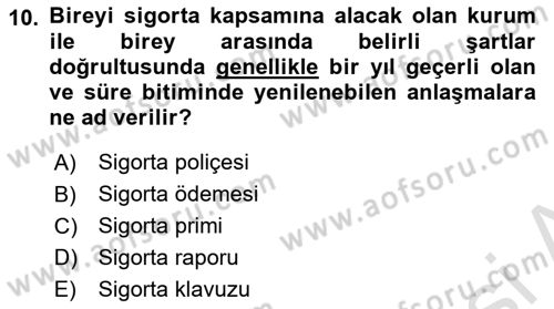 Sağlık Ekonomisi Dersi 2020 - 2021 Yılı Yaz Okulu Sınav Soruları 10. Soru