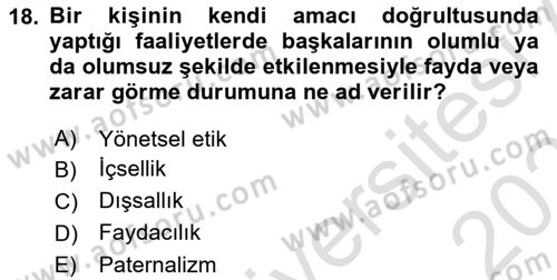 Sağlık Ekonomisi Dersi 2020 - 2021 Yılı Yaz Okulu Sınavı 18. Soru