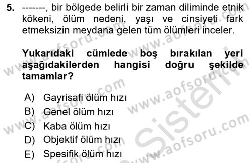Sağlık Ekonomisi Dersi 2020 - 2021 Yılı Yaz Okulu Sınav Soruları 5. Soru