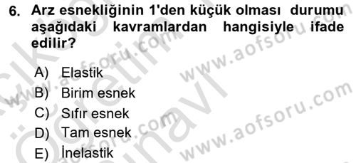 Sağlık Ekonomisi Dersi 2020 - 2021 Yılı Yaz Okulu Sınavı 6. Soru