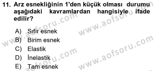 Sağlık Ekonomisi Dersi 2021 - 2022 Yılı (Vize) Ara Sınav Soruları 11. Soru