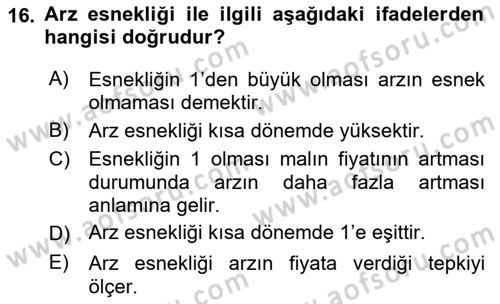 Sağlık Ekonomisi Dersi 2021 - 2022 Yılı (Vize) Ara Sınav Soruları 16. Soru