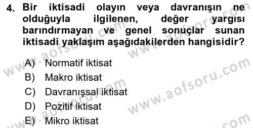 Sağlık Ekonomisi Dersi 2021 - 2022 Yılı (Vize) Ara Sınav Soruları 4. Soru