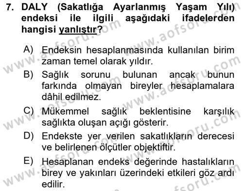 Sağlık Ekonomisi Dersi 2021 - 2022 Yılı (Vize) Ara Sınav Soruları 7. Soru