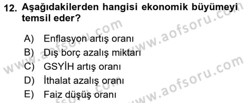 Sağlık Ekonomisi Dersi 2021 - 2022 Yılı (Final) Dönem Sonu Sınavı 12. Soru