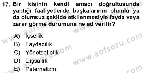 Sağlık Ekonomisi Dersi 2021 - 2022 Yılı (Final) Dönem Sonu Sınavı 17. Soru