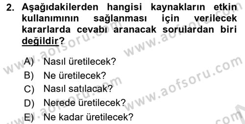 Sağlık Ekonomisi Dersi 2021 - 2022 Yılı Yaz Okulu Sınav Soruları 2. Soru