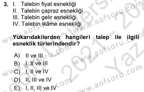 Sağlık Ekonomisi Dersi 2021 - 2022 Yılı Yaz Okulu Sınav Soruları 3. Soru