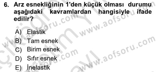 Sağlık Ekonomisi Dersi 2021 - 2022 Yılı Yaz Okulu Sınav Soruları 6. Soru