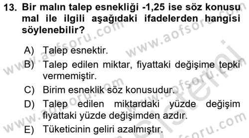 Sağlık Ekonomisi Dersi 2022 - 2023 Yılı (Vize) Ara Sınavı 13. Soru