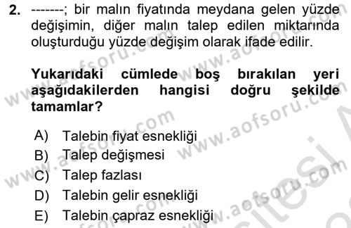 Sağlık Ekonomisi Dersi 2022 - 2023 Yılı (Vize) Ara Sınavı 2. Soru