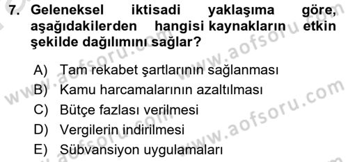 Sağlık Ekonomisi Dersi 2022 - 2023 Yılı (Vize) Ara Sınavı 7. Soru