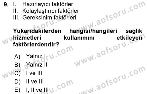 Sağlık Ekonomisi Dersi 2022 - 2023 Yılı (Vize) Ara Sınavı 9. Soru