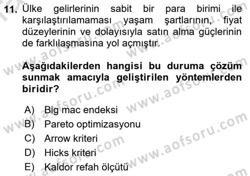 Sağlık Ekonomisi Dersi 2022 - 2023 Yılı (Final) Dönem Sonu Sınav Soruları 11. Soru