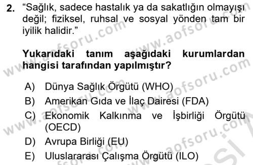 Sağlık Ekonomisi Dersi 2022 - 2023 Yılı (Final) Dönem Sonu Sınav Soruları 2. Soru