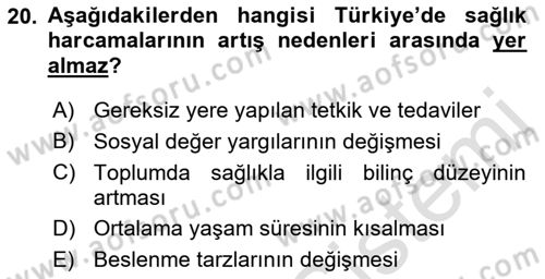 Sağlık Ekonomisi Dersi 2022 - 2023 Yılı Yaz Okulu Sınav Soruları 20. Soru