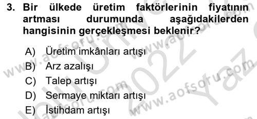 Sağlık Ekonomisi Dersi 2022 - 2023 Yılı Yaz Okulu Sınav Soruları 3. Soru