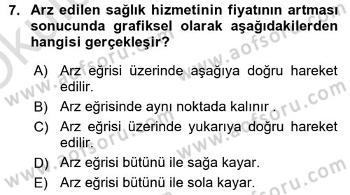 Sağlık Ekonomisi Dersi 2022 - 2023 Yılı Yaz Okulu Sınav Soruları 7. Soru