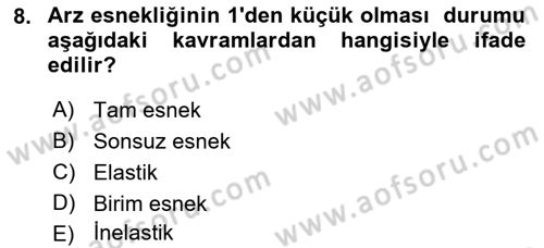 Sağlık Ekonomisi Dersi 2022 - 2023 Yılı Yaz Okulu Sınav Soruları 8. Soru