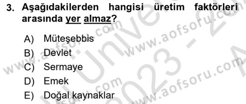 Sağlık Ekonomisi Dersi 2023 - 2024 Yılı (Vize) Ara Sınav Soruları 3. Soru