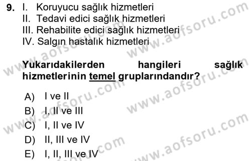 Sağlık Ekonomisi Dersi 2023 - 2024 Yılı (Vize) Ara Sınav Soruları 9. Soru