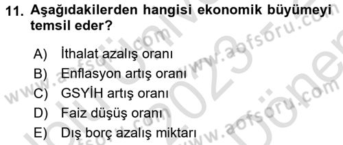 Sağlık Ekonomisi Dersi 2023 - 2024 Yılı (Final) Dönem Sonu Sınavı 11. Soru