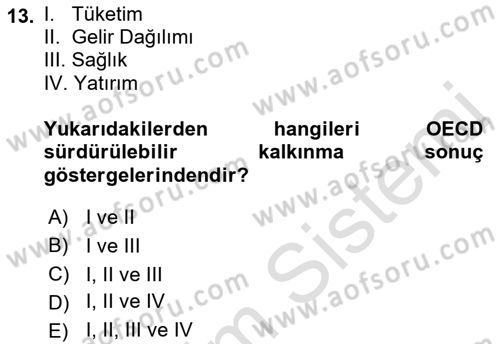 Sağlık Ekonomisi Dersi 2023 - 2024 Yılı (Final) Dönem Sonu Sınavı 13. Soru