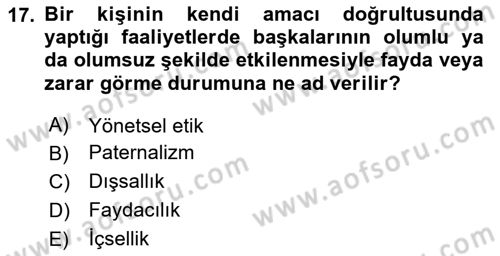 Sağlık Ekonomisi Dersi 2023 - 2024 Yılı Yaz Okulu Sınavı 17. Soru