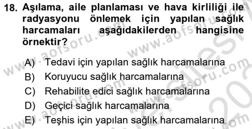 Sağlık Ekonomisi Dersi 2023 - 2024 Yılı Yaz Okulu Sınavı 18. Soru