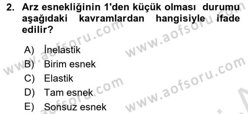 Sağlık Ekonomisi Dersi 2023 - 2024 Yılı Yaz Okulu Sınavı 2. Soru