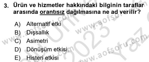 Sağlık Ekonomisi Dersi 2023 - 2024 Yılı Yaz Okulu Sınavı 3. Soru