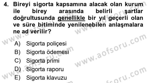 Sağlık Ekonomisi Dersi 2023 - 2024 Yılı Yaz Okulu Sınavı 4. Soru