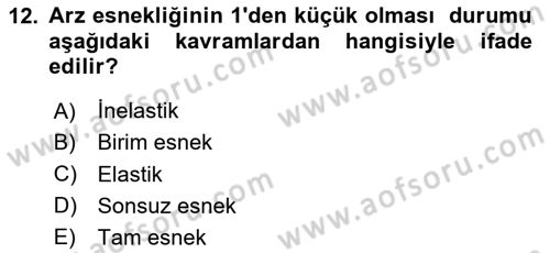 Sağlık Ekonomisi Dersi 2024 - 2025 Yılı (Vize) Ara Sınavı 12. Soru