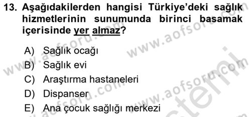 Sağlık Ekonomisi Dersi 2024 - 2025 Yılı (Vize) Ara Sınavı 13. Soru