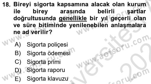 Sağlık Ekonomisi Dersi 2024 - 2025 Yılı (Vize) Ara Sınavı 18. Soru