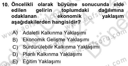 Sağlık Ekonomisi Dersi 2024 - 2025 Yılı (Final) Dönem Sonu Sınav Soruları 10. Soru