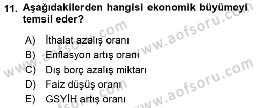 Sağlık Ekonomisi Dersi 2024 - 2025 Yılı (Final) Dönem Sonu Sınav Soruları 11. Soru