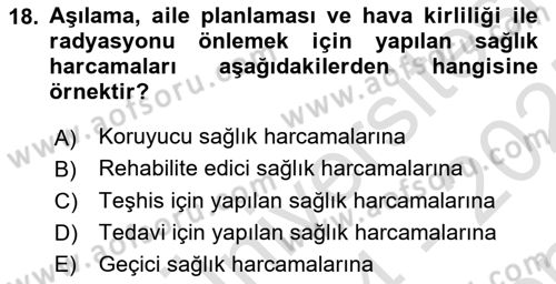 Sağlık Ekonomisi Dersi 2024 - 2025 Yılı (Final) Dönem Sonu Sınav Soruları 18. Soru