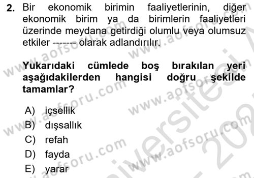 Sağlık Ekonomisi Dersi 2024 - 2025 Yılı (Final) Dönem Sonu Sınav Soruları 2. Soru