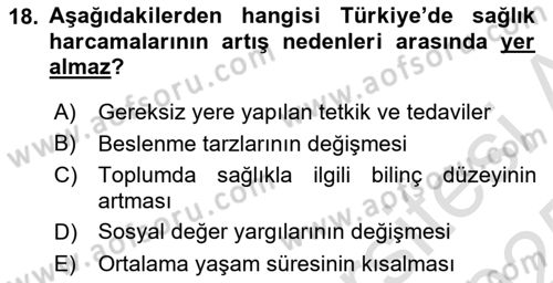 Sağlık Ekonomisi Dersi 2024 - 2025 Yılı Yaz Okulu Sınav Soruları 18. Soru