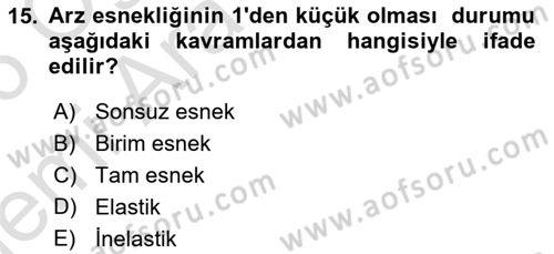 Sağlık Ekonomisi Dersi 2025 - 2026 Yılı (Vize) Ara Sınav Soruları 15. Soru