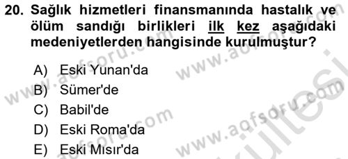 Sağlık Ekonomisi Dersi 2025 - 2026 Yılı (Vize) Ara Sınav Soruları 20. Soru
