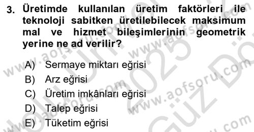 Sağlık Ekonomisi Dersi 2025 - 2026 Yılı (Vize) Ara Sınav Soruları 3. Soru