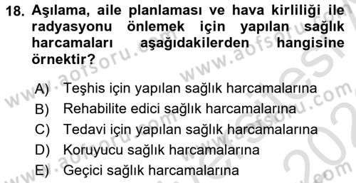 Sağlık Ekonomisi Dersi 2025 - 2026 Yılı (Final) Dönem Sonu Sınav Soruları 18. Soru