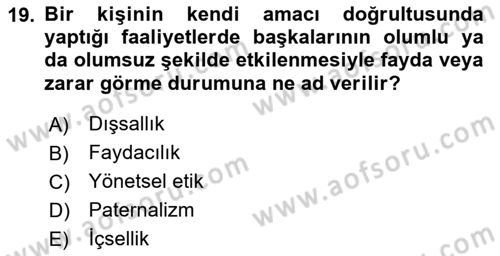 Sağlık Ekonomisi Dersi 2025 - 2026 Yılı (Final) Dönem Sonu Sınav Soruları 19. Soru